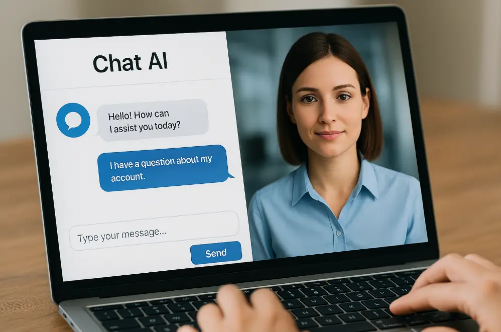 AI Ügyintéző hagyományos Chat AI felülete – szöveges ügyfélszolgálat